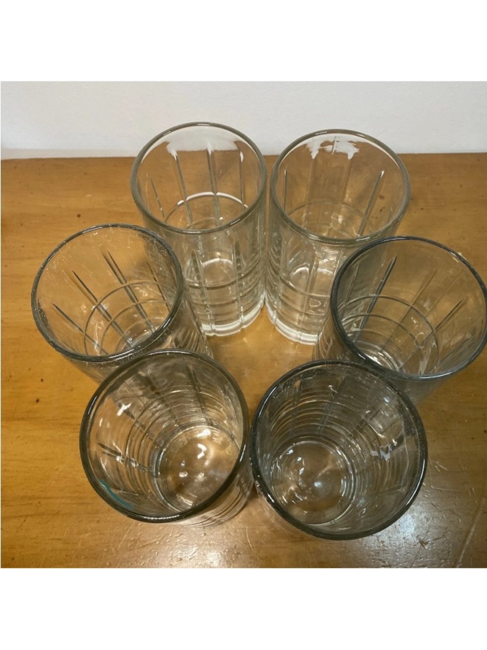 Anchor Hocking Tartan Drinking Glasses Tumblers 6" Vintage Clear Heavy, Set Of 6 - Picture 8 of 9